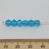 6mm Facet Round (25) - Aqua - Vintage Czech Glass Beads