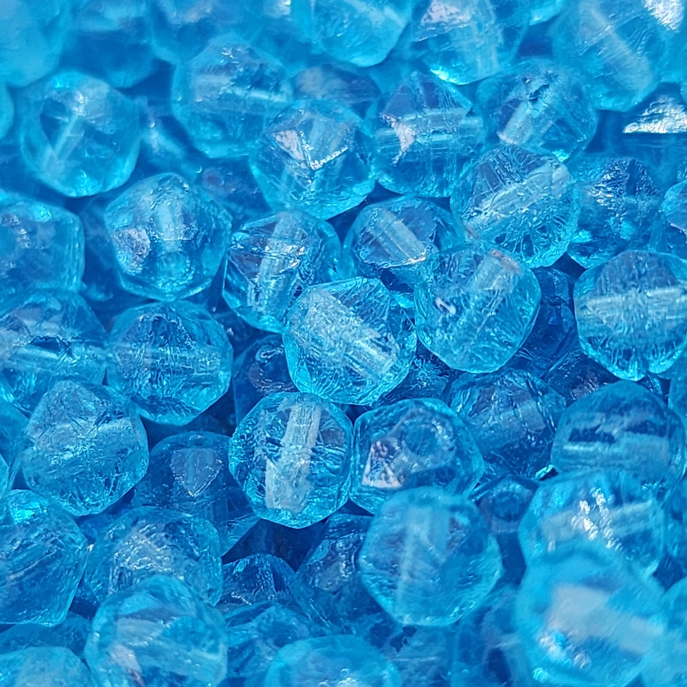 6mm Facet Round (25) - Aqua - Vintage Czech Glass Beads