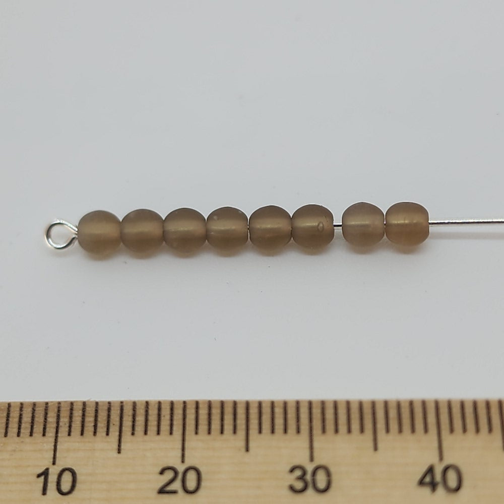 4mm Round Czech Glass Beads (100) - Brown Frosted - Bead Shack