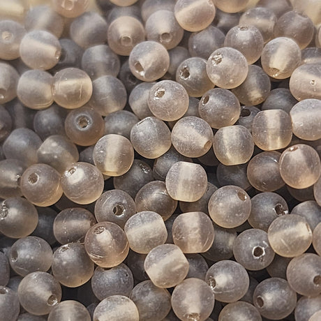 4mm Round Czech Glass Beads (100) - Brown Frosted - Bead Shack