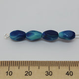 10x5mm Pinched Rice (25) - Blue/Turquoise Opaque Swirl - Vintage Czech Glass Beads