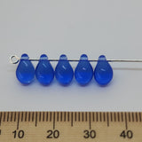 8x5mm Teardrop Oval (25) - Sapphire Blue Transparent - Vintage Czech Glass Beads