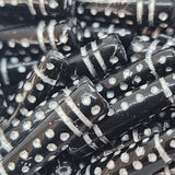 13x7mm Cone (10) - Black Opaque w. White - Vintage Czech Glass Beads