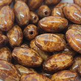 12x7mm Rice (25) - Dark Brown Opaque Mottled - Vintage Czech Glass Beads