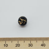 8mm Round (10) - Black Opaque w. Gold - Vintage Czech Glass Beads