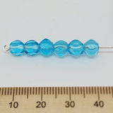 6mm Facet Round (25) - Aqua Transparent - Vintage Czech Glass Beads