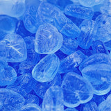 8x8mm Heart Leaf (25) - Blue Transparent - Vintage Czech Glass Beads