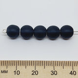 8mm Round (100) - Indicolite Blue Frosted - Vintage Czech Glass Beads