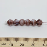 6mm Round (50) - Brown w. White Swirls - Vintage Czech Glass Beads