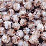 6mm Round (50) - Brown w. White Swirls - Vintage Czech Glass Beads