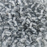 4mm Round (100) - Grey Transparent - Vintage Czech Glass Beads
