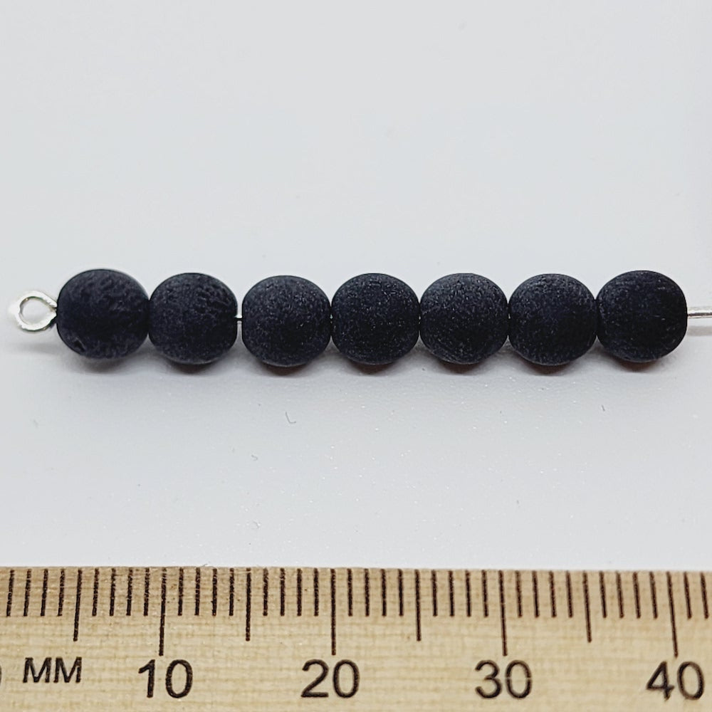 6mm Round (25) - Black Matte - Vintage Czech Glass Beads