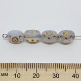 10x8mm Oval (10) - Milky White w. Gold - Vintage Czech Glass Beads