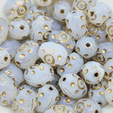 10x8mm Oval (10) - Milky White w. Gold - Vintage Czech Glass Beads
