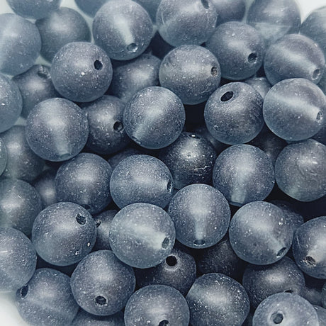 6mm Round Czech Glass Beads (25) - Indicolite Blue Frosted - Bead Shack