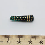13x7mm Cone (10) - Emerald Transparent w. Gold - Vintage Czech Glass Beads