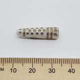 13x7mm Cone (10) - White w. Gold - Vintage Czech Glass Beads