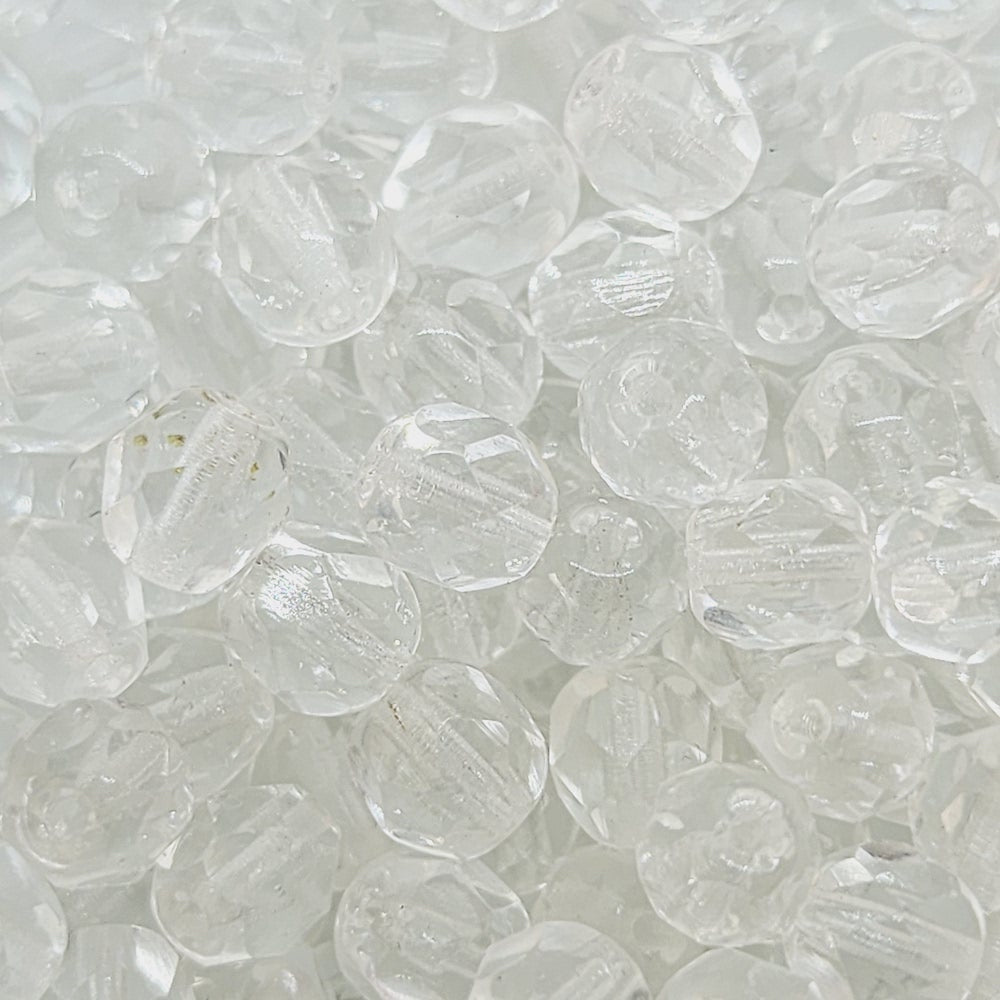 4mm Fire Polish (500) - Crystal - Vintage Czech Glass Beads