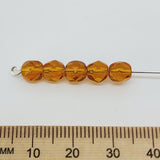 6mm Fire Polish (100) - Topaz Transparent - Vintage Czech Glass Beads