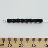 4mm Fire Polish (100) - Jet Opaque - Vintage Czech Glass Beads
