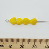 6mm Heart (100) - Yellow Opaque - Vintage Czech Glass Beads