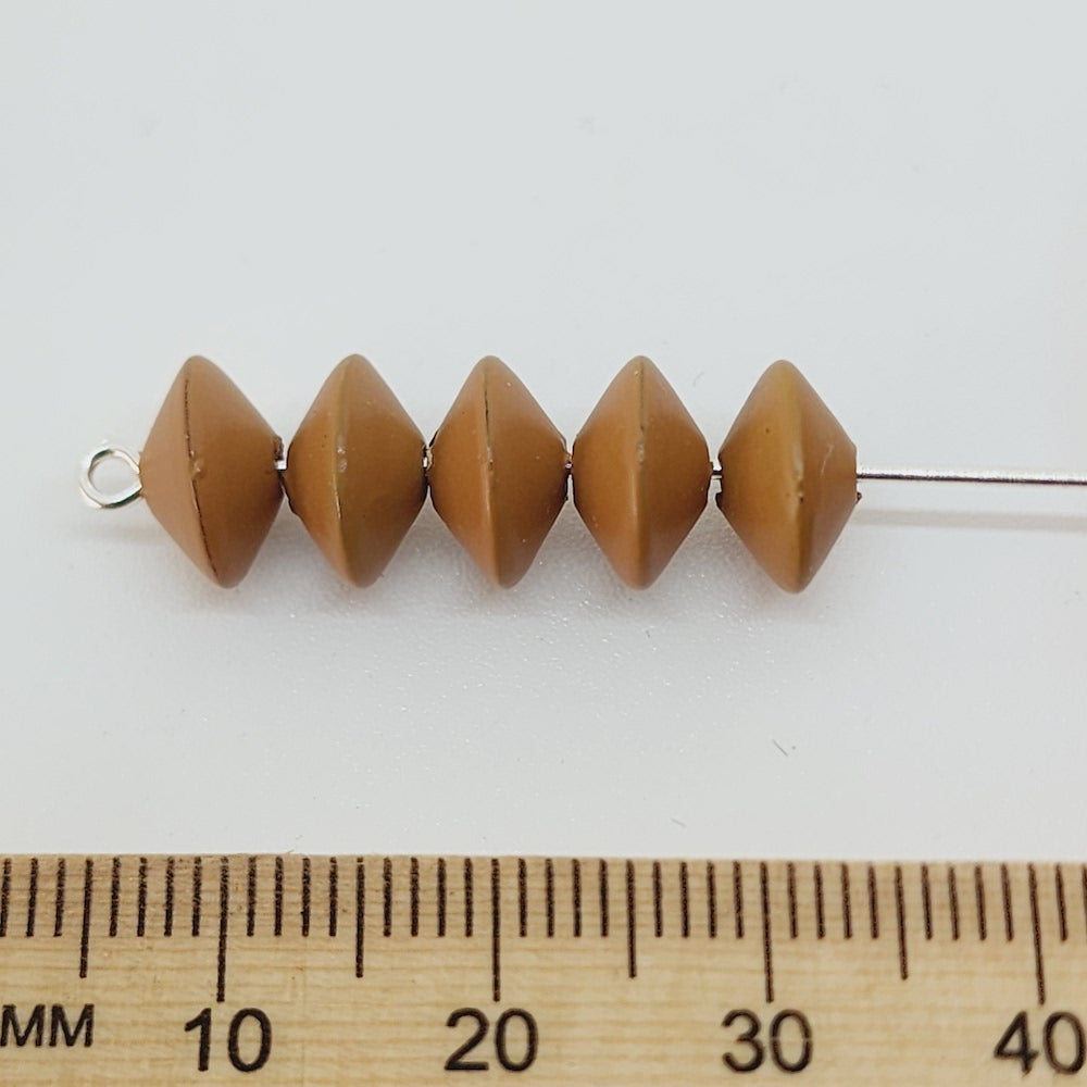 5x9mm UFO (100) - Brown - Pottery Look Lucite Beads - Matte