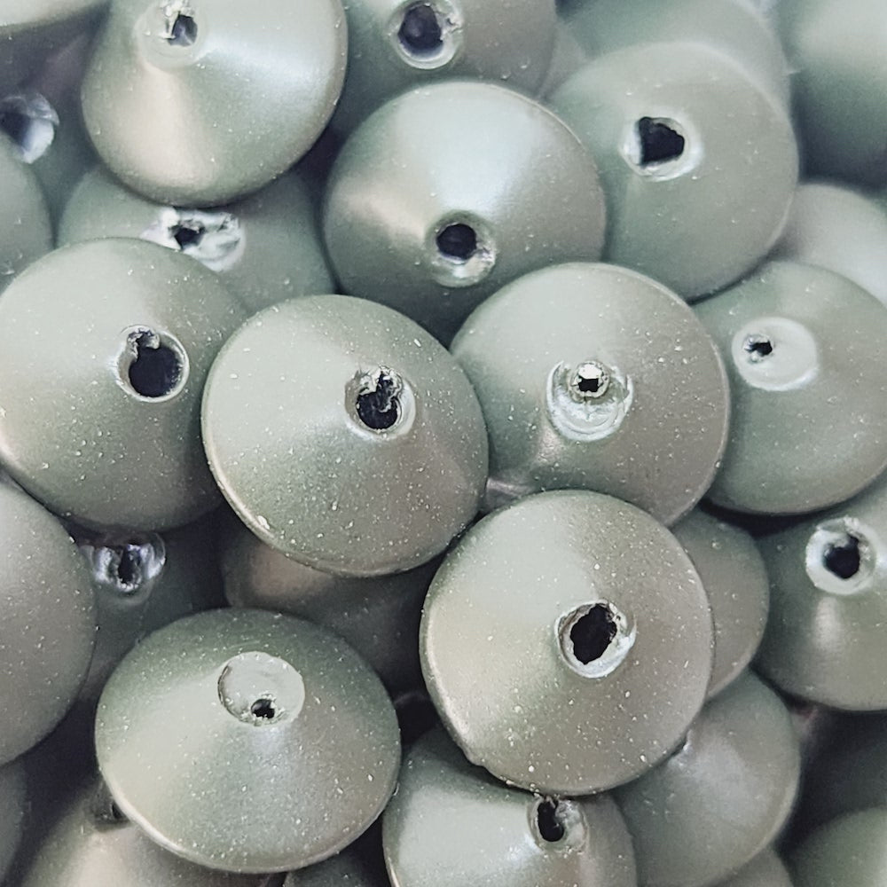 5x9mm UFO (100) - Dark Green - Pottery Look Lucite Beads - Matte