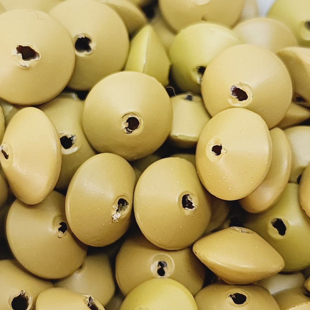 5x9mm UFO (100) - Khaki Green - Pottery Look Lucite Beads - Matte