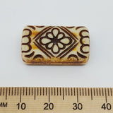 25x15mm Flat Rectangle (10) - Brown/Cream - Persian Style Vintage Beads