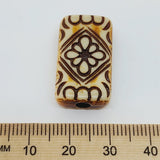 25x15mm Flat Rectangle (10) - Brown/Cream - Persian Style Vintage Beads