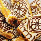 25x15mm Flat Rectangle (10) - Brown/Cream - Persian Style Vintage Beads