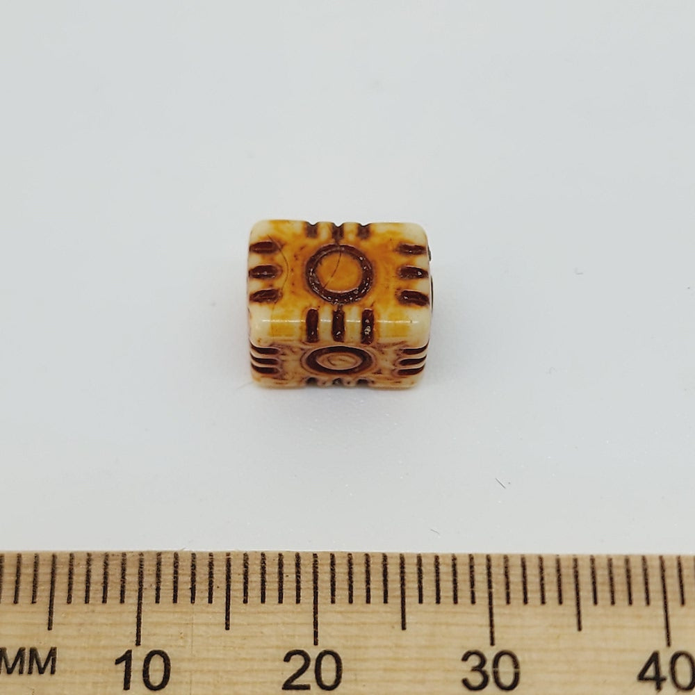 11x9mm Block (10) - Brown/Cream - Persian Style Vintage Beads