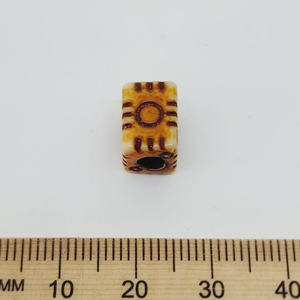 11x9mm Block (10) - Brown/Cream - Persian Style Vintage Beads