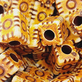 11x9mm Block (10) - Brown/Cream - Persian Style Vintage Beads