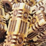 27.5x9mm Column Vintage (10) - Brown/Cream - Persian Style Vintage Beads