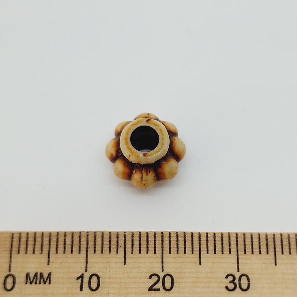 8x11mm Rondelle (10) - Brown/Cream - Persian Style Vintage Beads