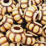 8x11mm Rondelle (10) - Brown/Cream - Persian Style Vintage Beads