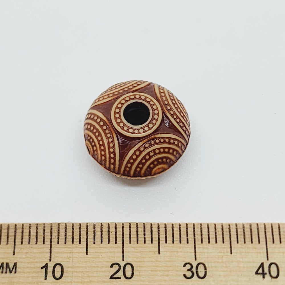 10x15mm Rondelle (10) - Brown/Cream - Persian Style Vintage Beads