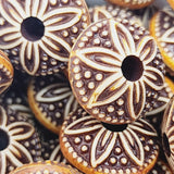 9x16mm Rondelle (10) - Brown/Cream - Persian Style Vintage Beads