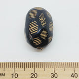 22x16mm Oval Vintage Lucite Beads (10) - Black w. Gold