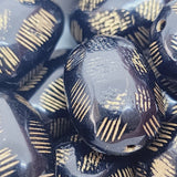22x16mm Oval Vintage Lucite Beads (10) - Black w. Gold