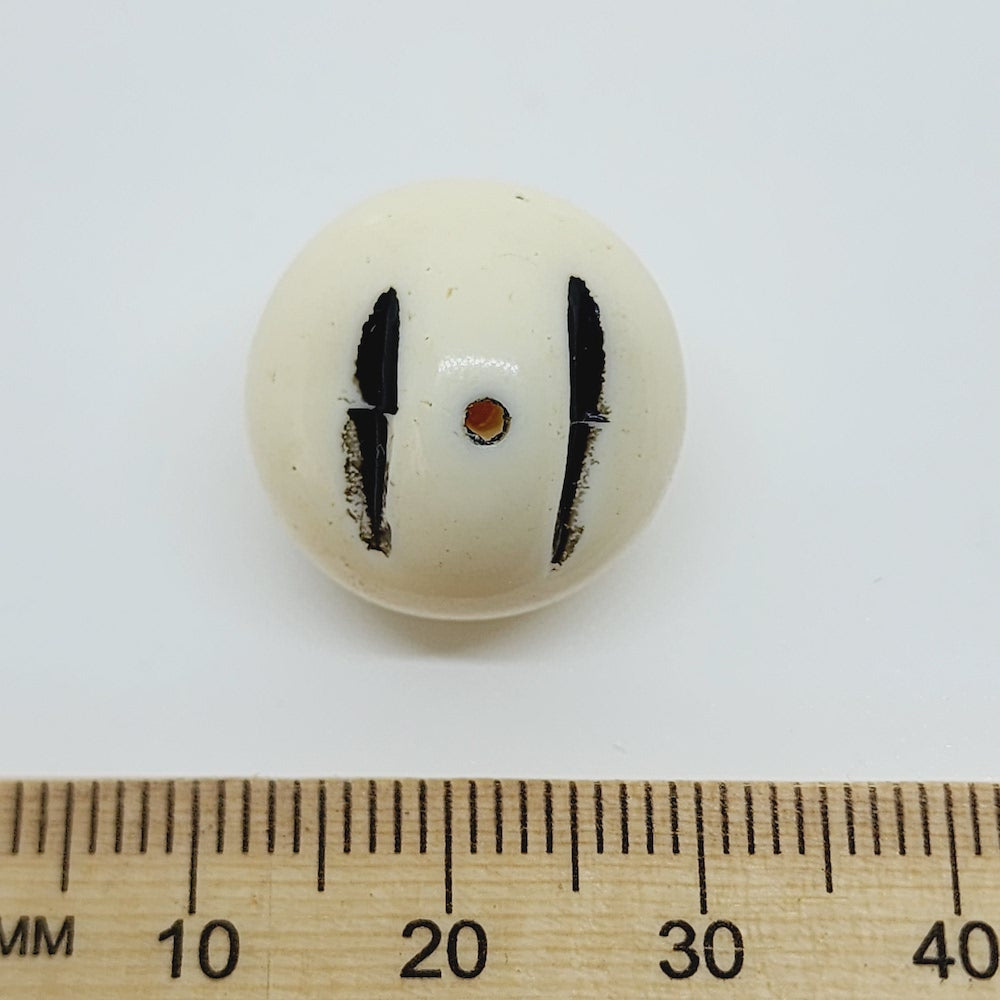 18mm Nut (10) - Antique Ivory w. Black - Bakelite Vintage Beads
