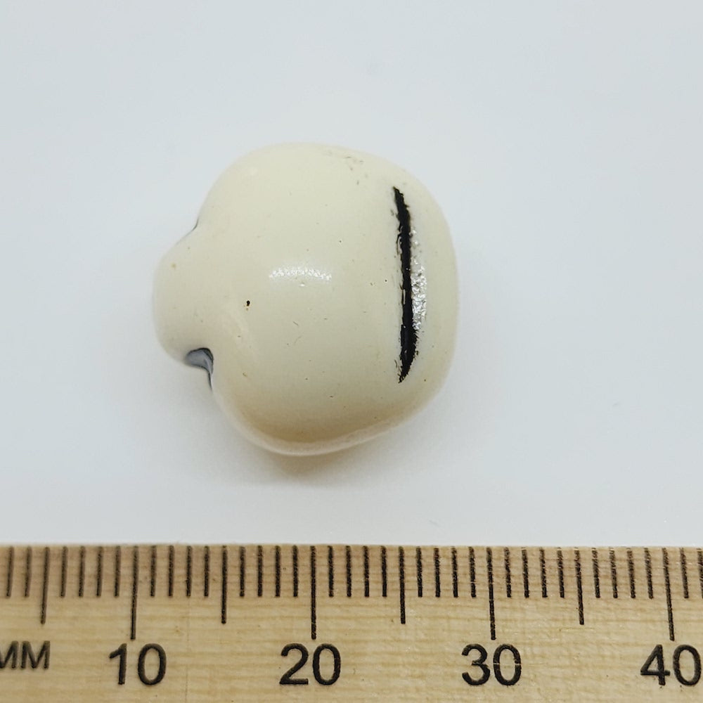 18mm Nut (10) - Antique Ivory w. Black - Bakelite Vintage Beads