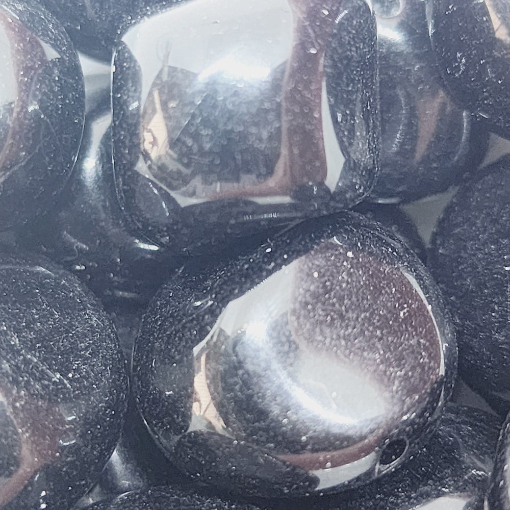 18x18mm Pinched Nugget Vintage Lucite Beads (10) - Black