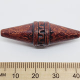 40x13mm Elongated Bicone (10) - Teak - Vintage Wood Stained Look Beads