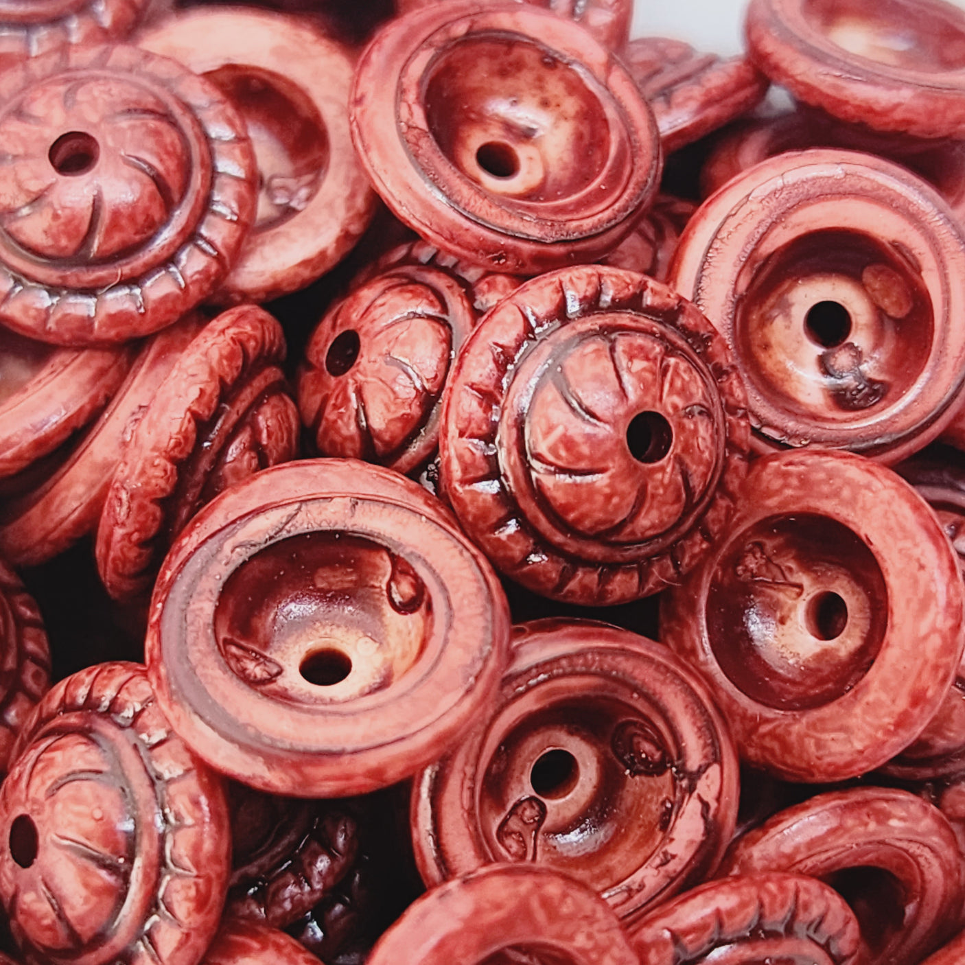 4x10mm Bead End (50) - Mahogany - Vintage Wood Stained Look Beads