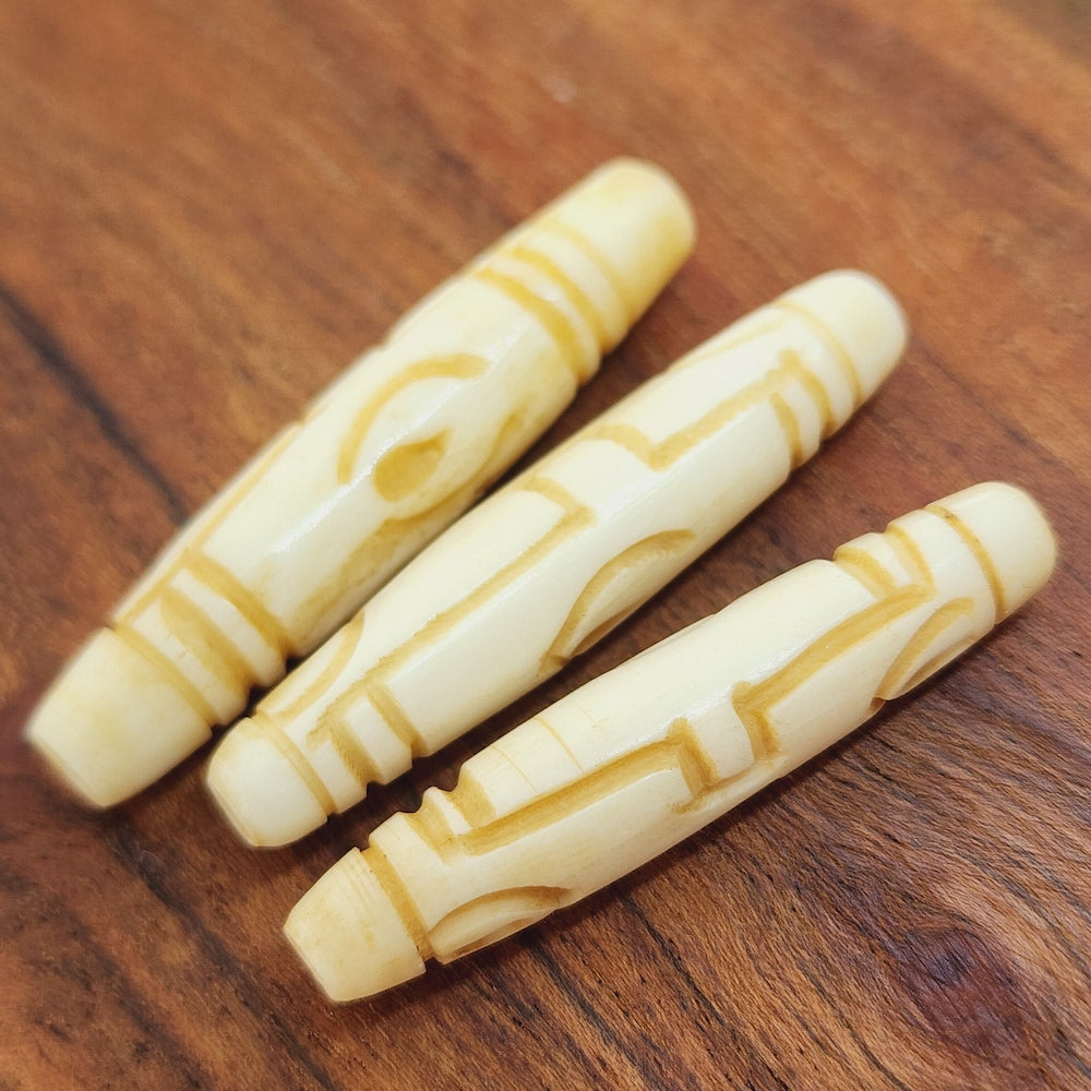 35x8mm Hair Pipe Bead (10) - Vintage Bone Beads