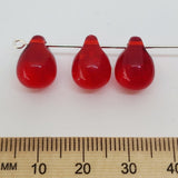 13x10mm Teardrop (25) - Transparent Red - Vintage Marbled Beads