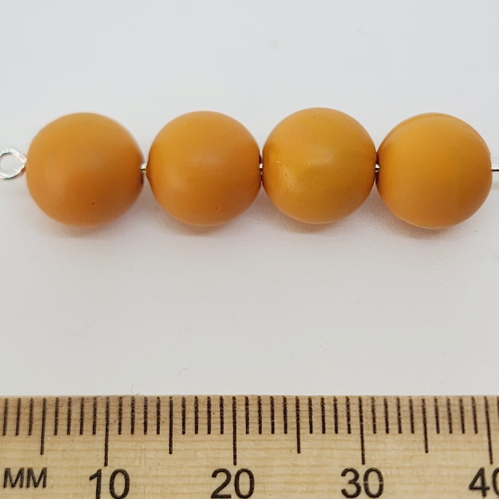 10mm Round (50) - Pumpkin - Pottery Look Lucite Beads - Matte