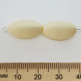 18x10mm Pinched Oval (50) - Light Cream - Pottery Look Lucite Beads - Matte